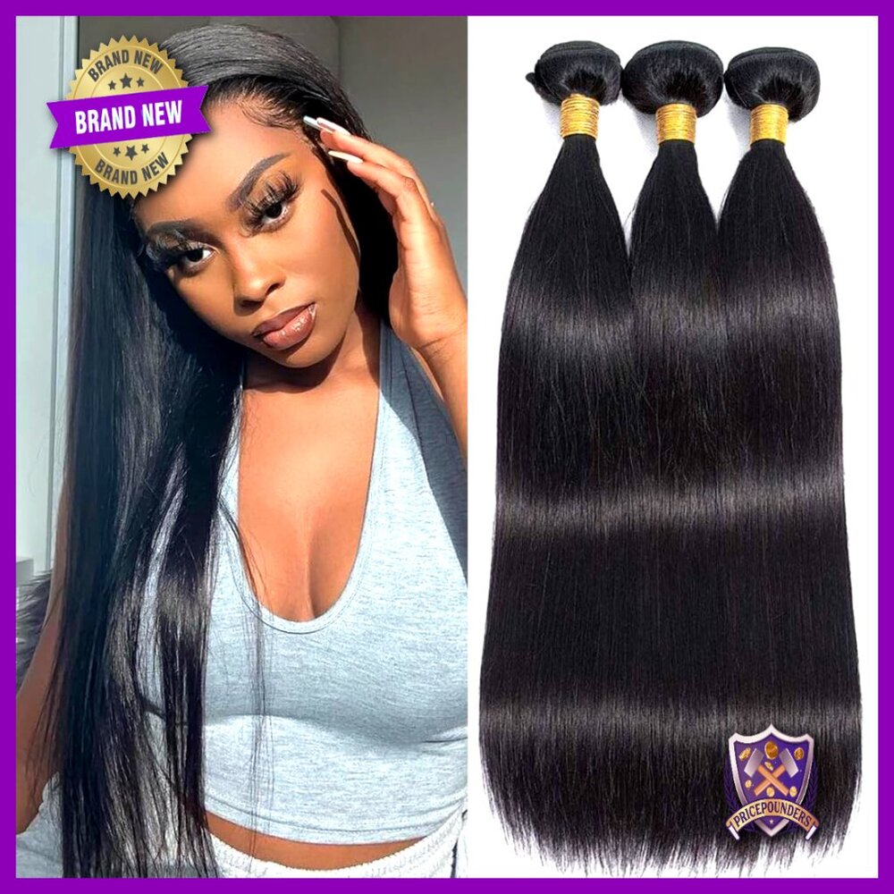 Straight Human Hair Extensions Brazilian Virgin Weave Bundles Natural